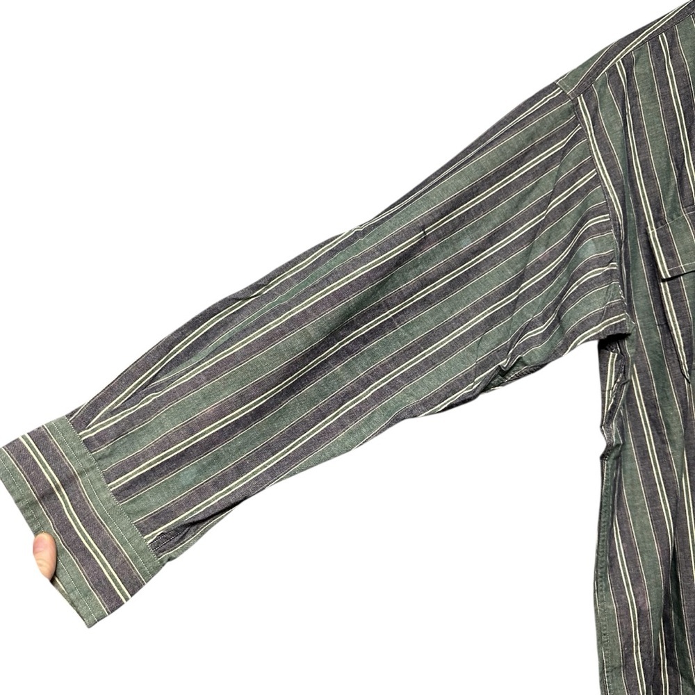 Polo by Ralph Lauren Striped Button Down Shirt Large 100% Cotton Mandarin Collar - Picture 3 of 10